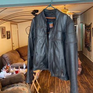 Black leather jacket. Heavy. Like new. Size 2 XL